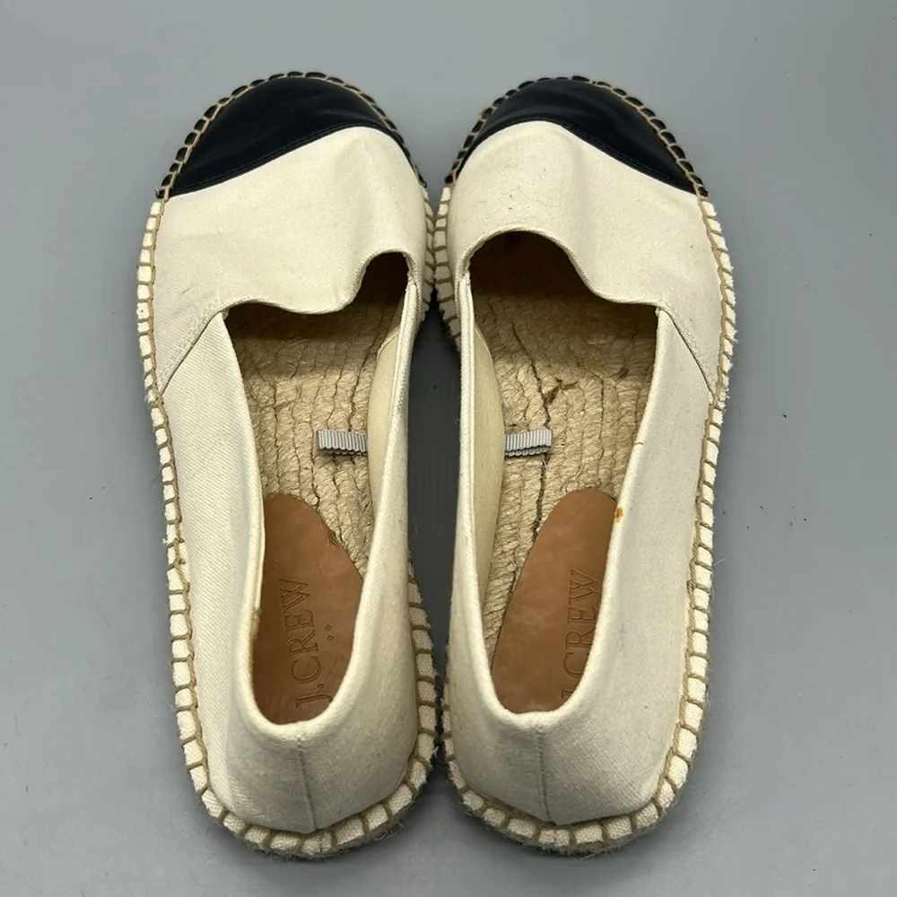 J. Crew Womens Color Block Canvas Jute Slip-On Espadrille Black & White Size 9.5